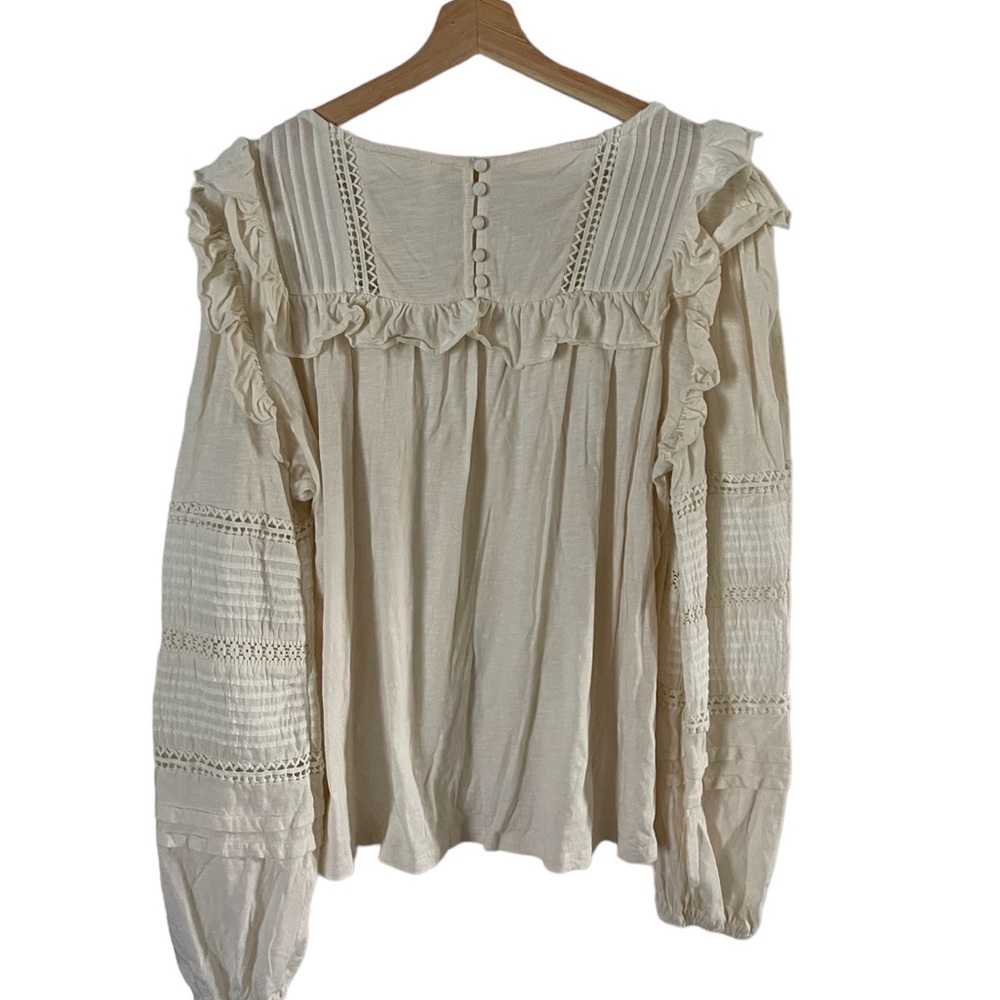 Anthropologie cream ruffled lace blouse - Picture 4 of 5